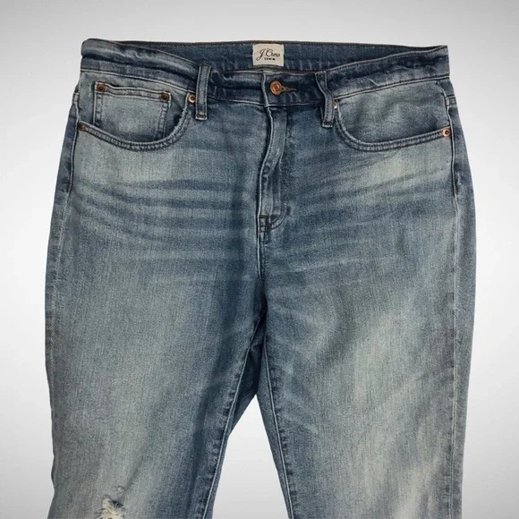 J Crew Light Wash Ripped Slim Boyfriend Jeans Size 29 High Waist - Picture 4 of 13